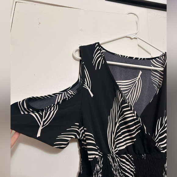 Dress Women's Tropical Print V Neck Cold Shoulder Split Thigh Long maxi 2xl - Picture 7 of 7